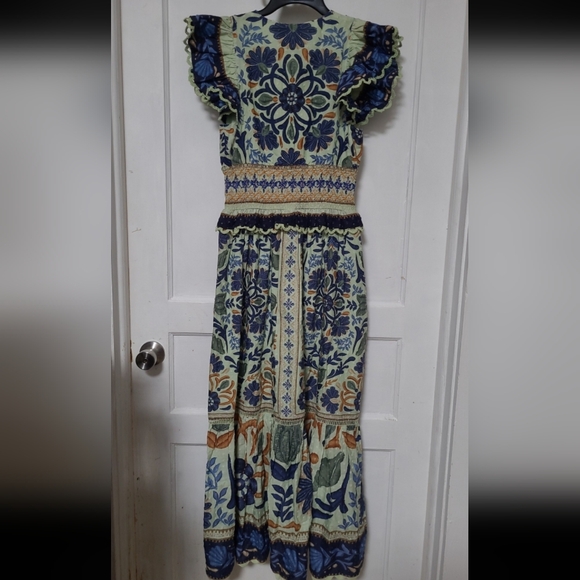 NWT FARM Rio Ocean Green Floral Tapestry Maxi Dress Boho XS - Picture 5 of 6